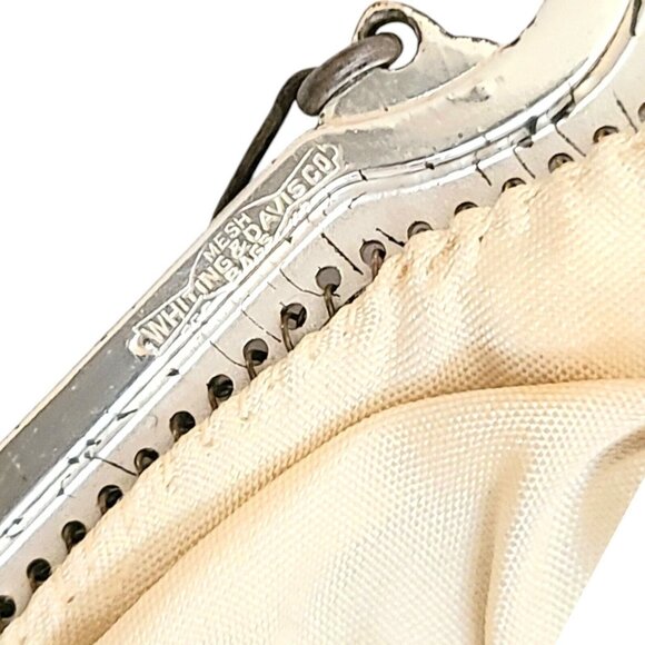 Antique 1900s Art Deco Whiting‎ & Davis Purse Soldered Mesh Tassel Inside Mirror - Picture 11 of 16